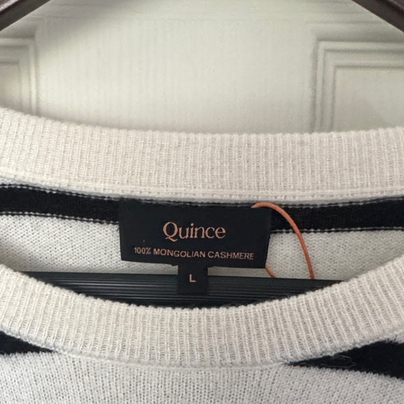 Quince Mongolian Cashmere Striped Crewneck Sweater - Picture 2 of 3